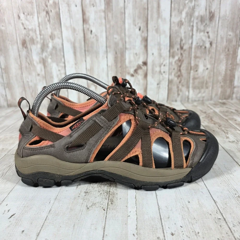 Keen Arroyo II Womens Hiking Sandals Brown Coral Orange Waterproof Leather Shoes
